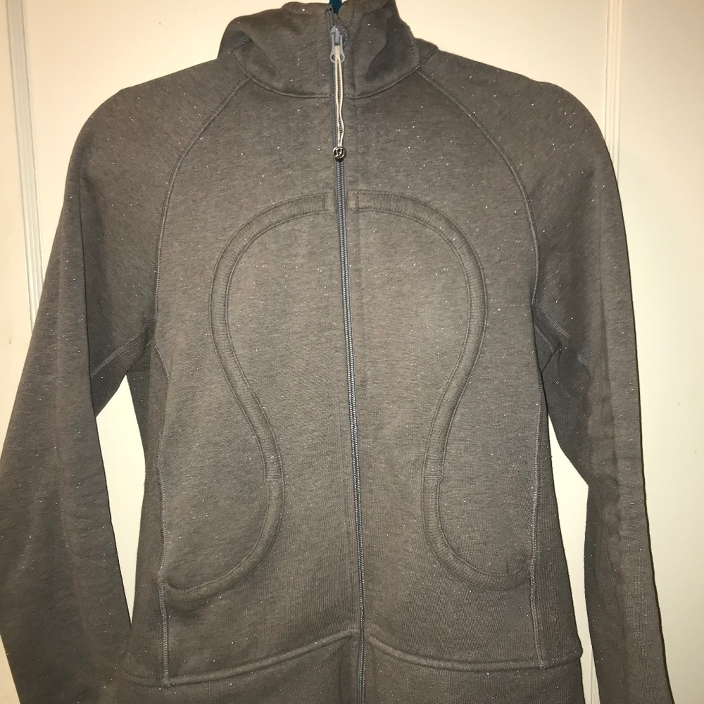Lulu light grey sparkle scuba hoodie